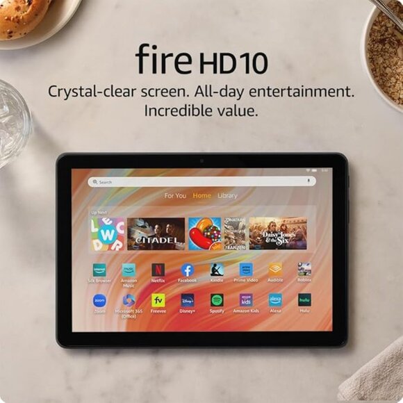 Amazon Fire HD 10 tablet (newest model) with fintie case and power plug - Picture 1 of 4